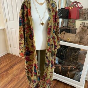 Floral Patterned Long Sweater Cardigan